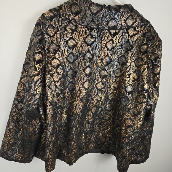 NEW Erin London Womens Jacket 2X Animal Print Metallic Copper Black Moto MOBWIFE - Picture 5 of 10